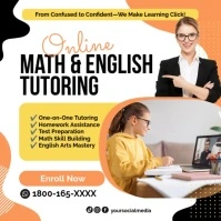 Black Orange Professional Online Math & English Tutoring Instagram Post template
