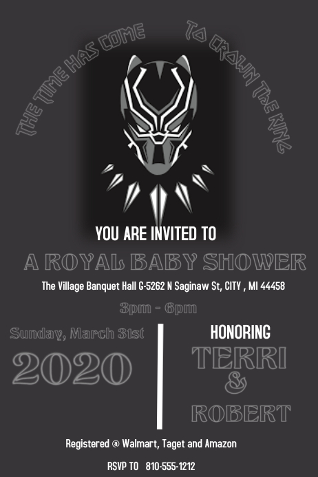 black panther baby shower invitation templat  postermywall
