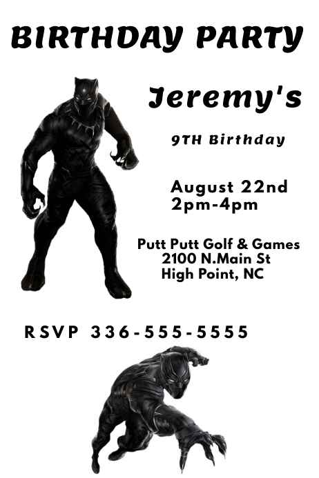 Black Panther Birthday Poster template