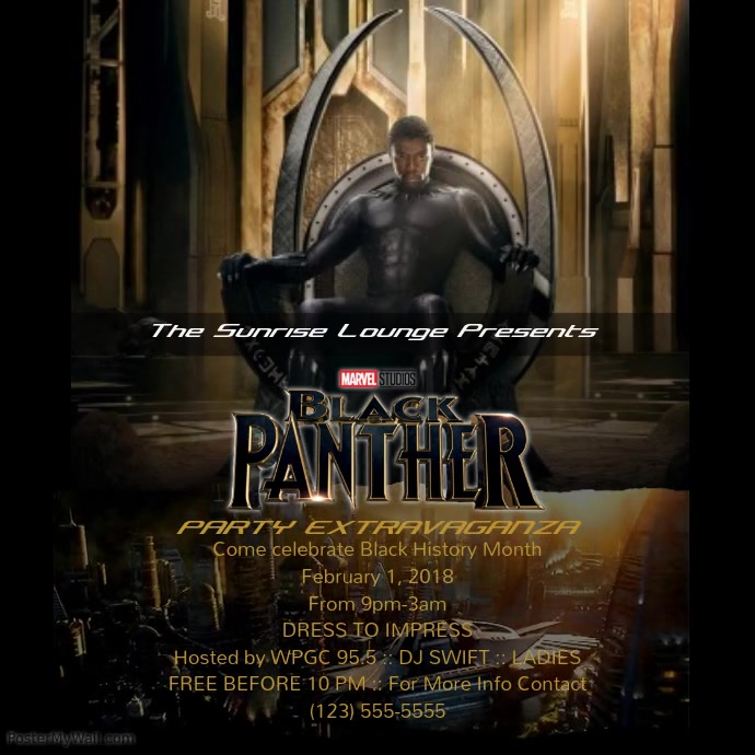 black panther event instagram flyer template postermywall black flyer