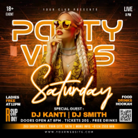 Black Party Event Square Video Quadrat (1:1) template