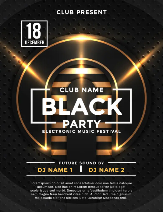 Black Party Flyer New Year Party Black High End Flyer Template