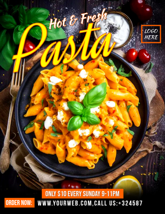 Black Pasta Promotion Flyer Template | PosterMyWall