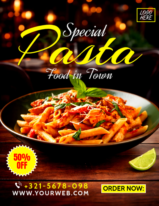 Black Pasta Promotion Flyer Template | PosterMyWall