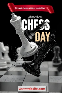 Black Pastel American Chess Day Poster Plakat template
