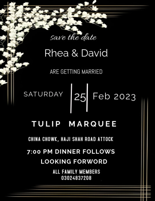 Black Pastel Beautiful Wedding Card Flyer (us Letter) Template