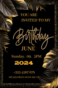 Black Pastel Birthday Party Tumblr Graphic template