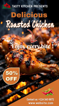 Black Pastel Delicious Roasted Chicken  Instagram Story template