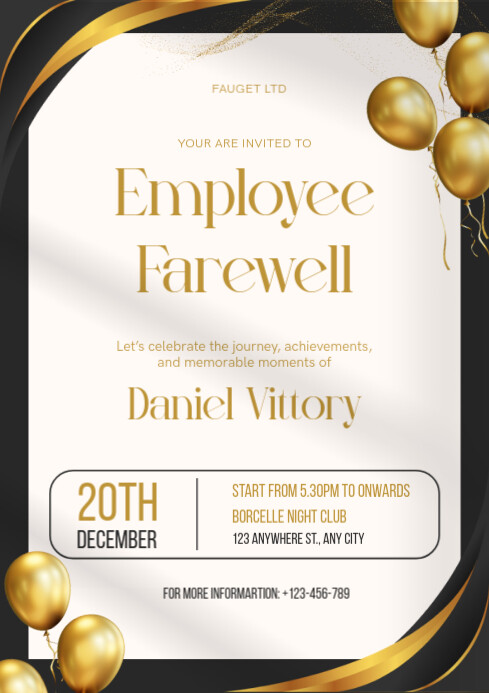 Copy of Black Pastel Farewell Party Add Flyer Design A4 | PosterMyWall