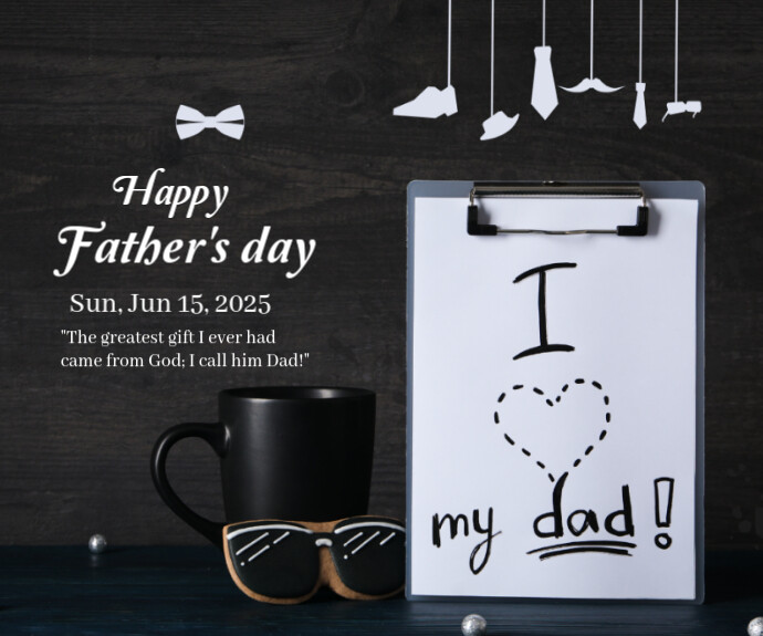 Black Pastel Father's Day Wish Cards  Medium Rectangle Średni prostokąt template