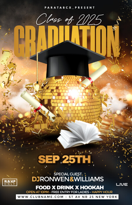 Black Pastel Graduation Party Celebration Tab Template | PosterMyWall