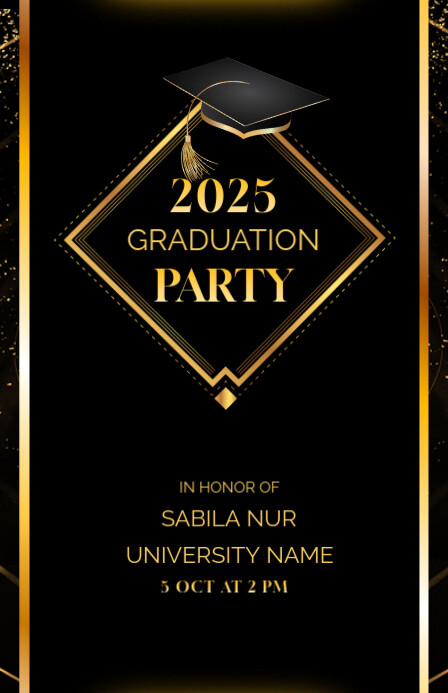 Black Pastel Graduation party Half Page Wide Template | PosterMyWall