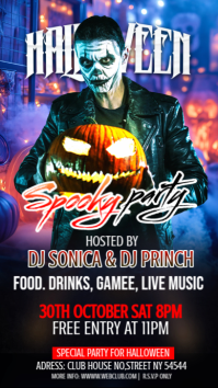 Black Pastel Halloween Party Invitation Digital Display (9:16) template