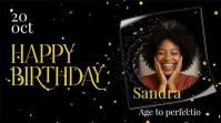 Black Pastel Happy Birthday Announcement Video  Digital Display (16:9) template