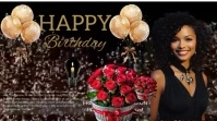 Black Pastel Happy Birthday  Digital Display (16:9) template