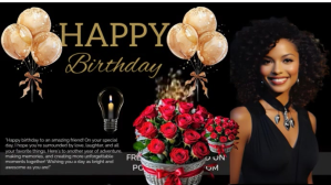 Hitam Birthday Greeting Display digitale Template
