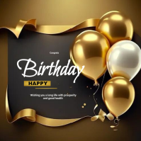 Black Pastel Happy Birthday  Logo template