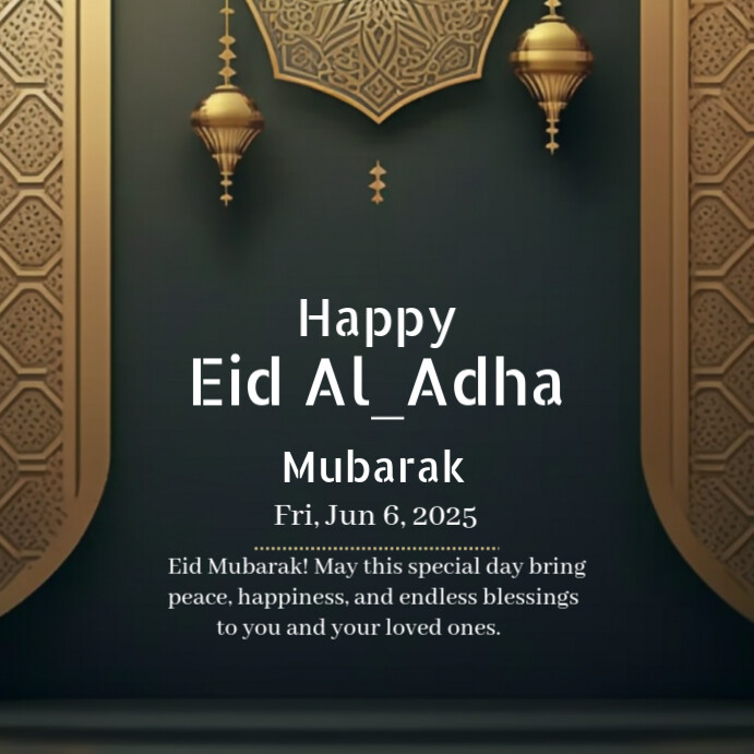Black Pastel Happy Eid Ul-adha Wish Cards Instagram Post template
