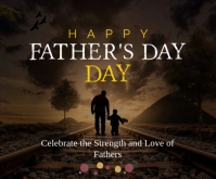Black Pastel Happy Father's Day Celebration Wishes  Medium Rectangle template