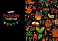 Black Pastel Happy Kwanzaa Festival  Postcard Postal template