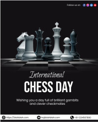 Black Pastel International Chess Day Instagram Portrait template