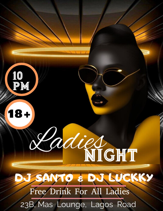 Black Pastel Ladies  Night Party  Flyer (us L template