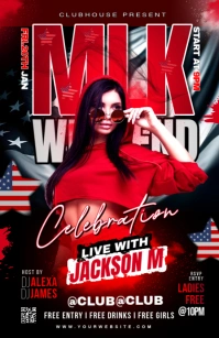 Black Pastel Mlk Weekend Party Social Media Post Half Page Wide Halv side bred template