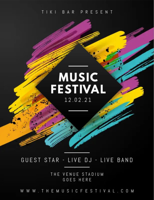 Black Pastel Music Festival Poster Template Postermywall