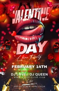 Black Pastel Valentine Day Party Half Page Wide Media Página Ancho template