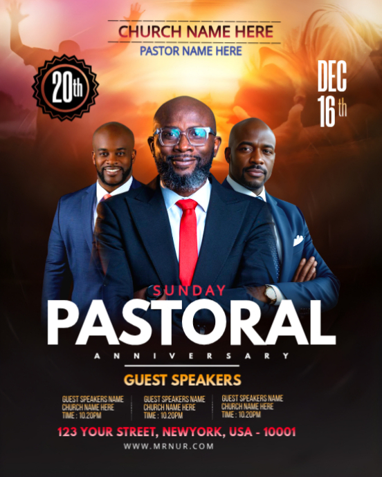 Pastoral Anniversary Template | PosterMyWall