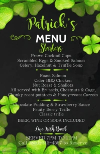Black  Patricks Day Menu Half Page Wide Media Página Ancho template