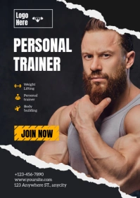 Black Personal Trainer A2 template