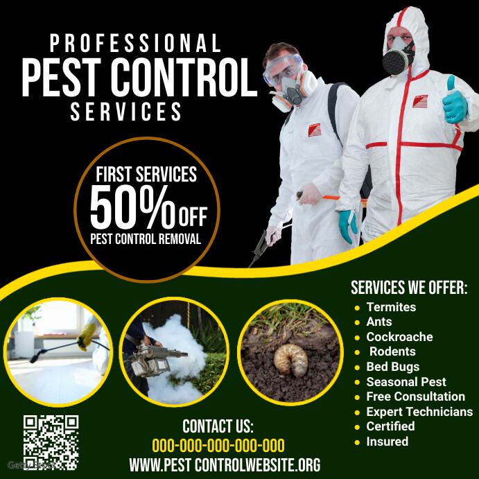 Fun Pest Control Posts Plantilla de Black Pest Control Instagram Post | PosterMyWall