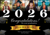 Black Photo Collage Graduation Card Postcard template