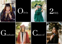 Black Photo Collage Graduation Wish Postcard Postal template