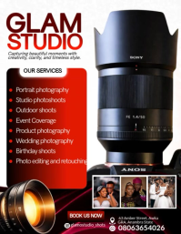 Black Photography Services Flyer Video Pamflet (Letter AS) template