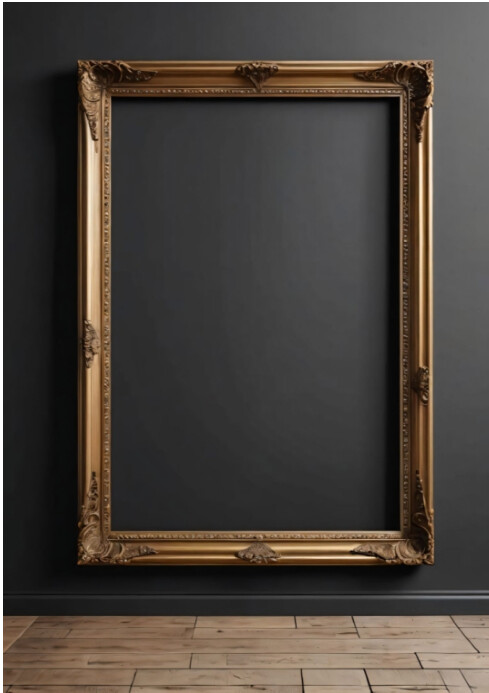 Black picture background in golden frame A3 template