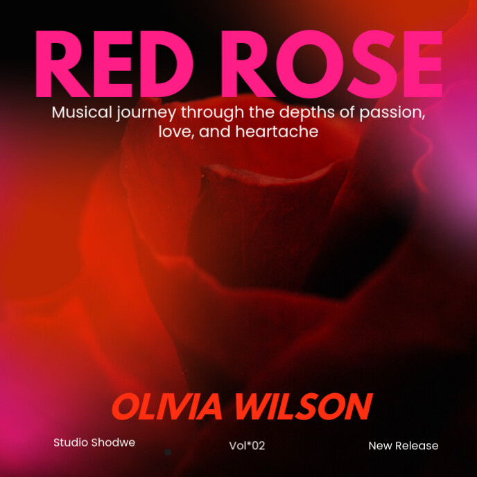 Black Pink & Red RED ROSE Album Cover Template | PosterMyWall