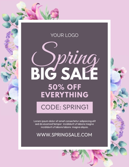 Black Pink Floral Spring Big Sale Flyer Template | PosterMyWall