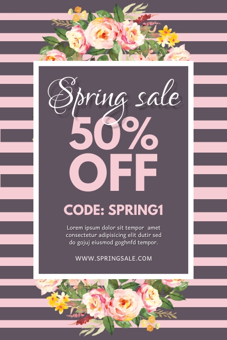 Black Pink Floral Spring Sale Poster Template | PosterMyWall