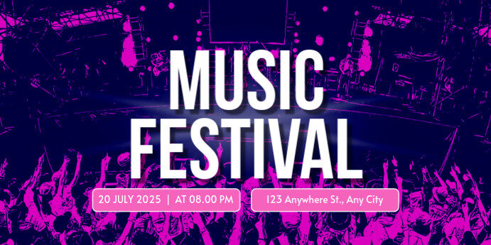 Black pink Maksimalis Music Festival Spanduk Eventbrite template