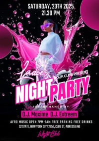Black Pink Maximalist Ladies Night Party A1 template