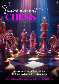 Black pink Modern & Minimal Tournament Chess A4 template
