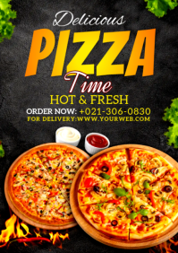 Black Pizza Promotion A3 template