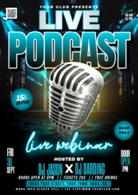 Black Podcast Music Flyer A6 template