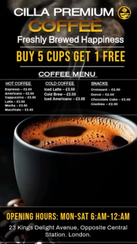 Black Premium Coffee Shop Video Flyer Template Black Gold Coffee Promotion Instagram Reel