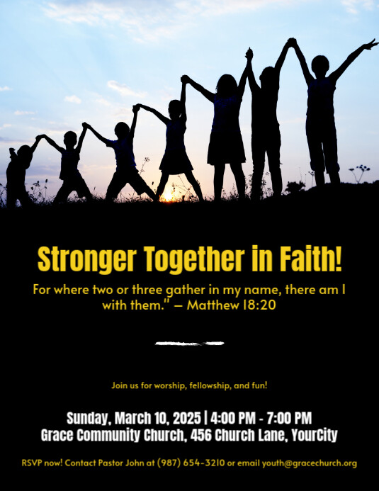 Black Profesional Church Youth Group Flyer Pamflet (letter As) 传单(美国信函) template