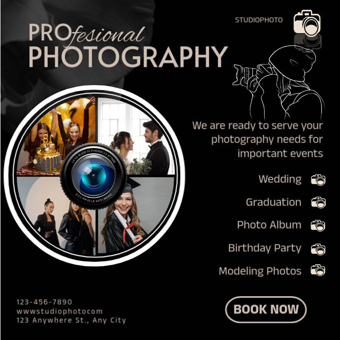 Black Profesional Photography Pos Instagram template