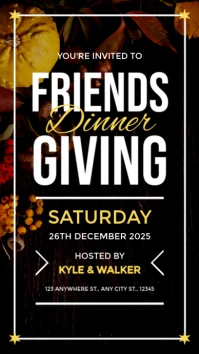 Black Profesional Yellow Friendsgiving Tampilan Digital (9:16) template