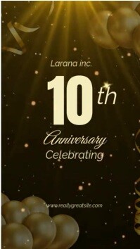 Black Professional 10th Anniversary Video  Digital Display (9:16) template